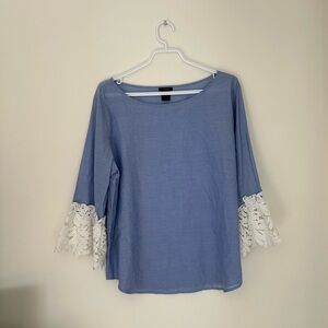 Blue Lace Trim Women's Top